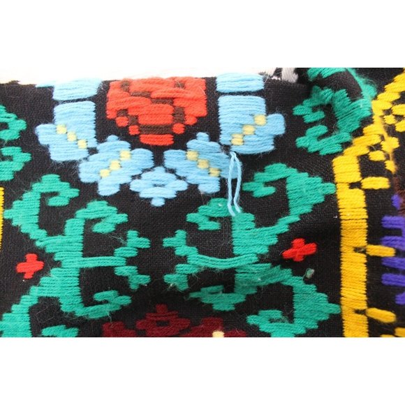 South American Embroidered Throw Blanket Colorful Geometric Native Twin 74 x 56" - Picture 11 of 12